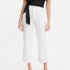 Levi Ribcage Ankle Straight Jeans in Whitw